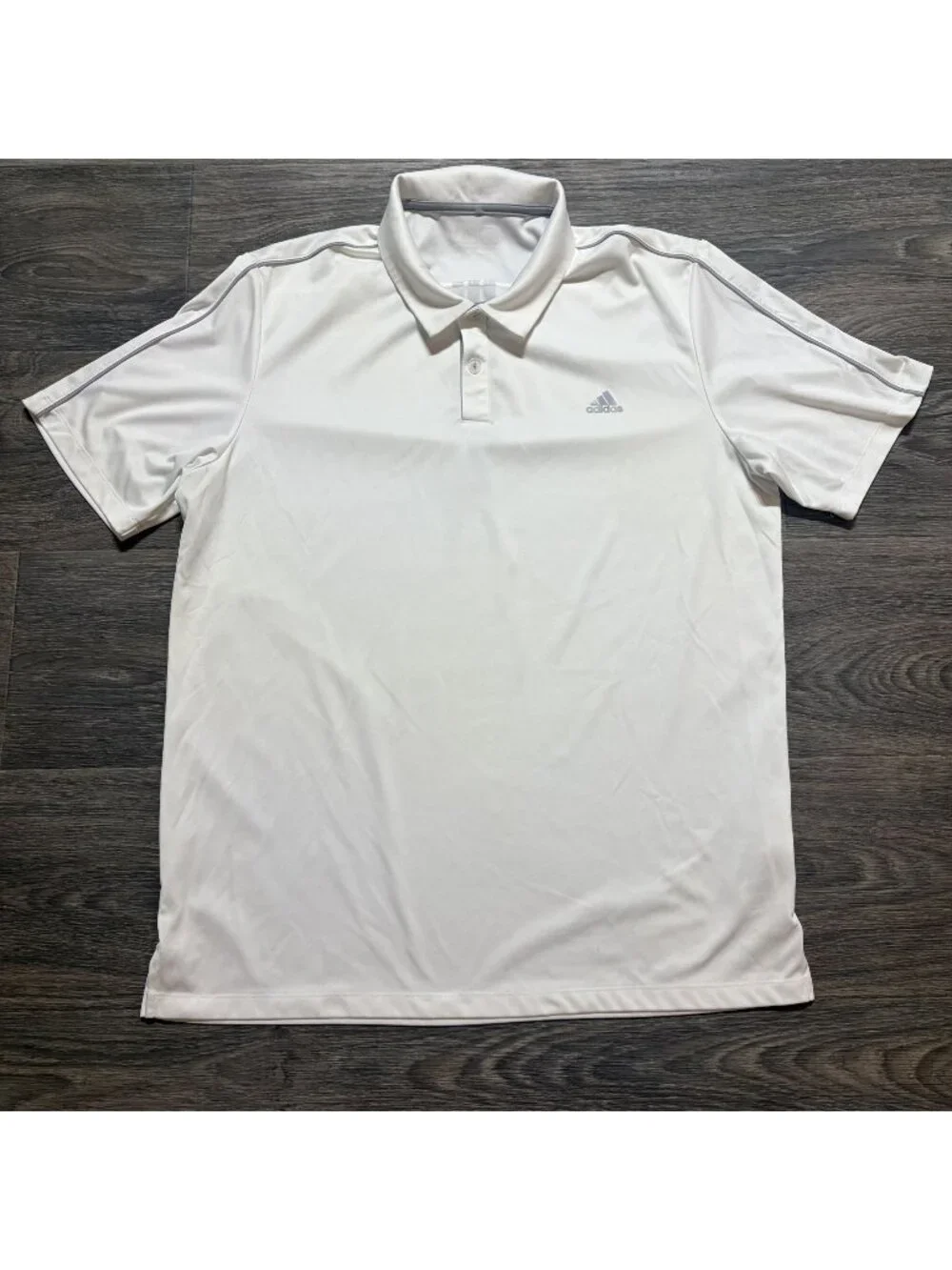 Adidas White Polo Shirt Size Large Short Sleeve Lightweight Performance Sporty